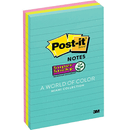 4 Packs Post-It Super Sticky Lined Ruled Notes 100x148mm Miami 3 Pads 70007053427 (4 Packs of 3) - SuperOffice