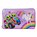 Loungefly Lisa Frank Holographic Glitter Color Block Zip Around Wallet
