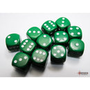 Chessex 25605 Opaque Green/white 16mm d6 Dice Block 12 dice