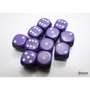 Chessex 25607 Opaque Purple/white 16mm d6 Dice Block 12 dice
