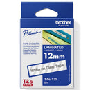 Brother TZE-135 Laminated Labelling Tape 12mm White On Clear