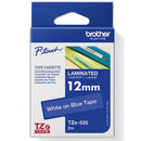 Brother TZE-535 Laminated Labelling Tape 12mm White On Blue