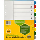 Marbig Extra Wide Dividers PP 10-Tab A4 Assorted Colours 10 Pack