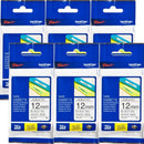 6 Pack Brother TZE-231 Laminated Labelling Tape 12mm Black On White Cassette