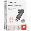 Verbatim Dual Sided QuickStick SSD USB-A/C 3.2 Gen1 USB Flash Drive 128GB