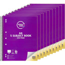 Spirax 960 Kode 5-Subject Notebook Book 250 Page A4 Purple Pack 10