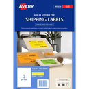 Avery 959405 L7168Fy High Visibility Shipping Label Laser 2 Up Fluoro Yellow Pack 10 959405 - SuperOffice