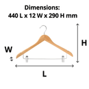 Compass Classic Wood Standard Hook Clothes Coat Hanger With Clips Pack 100 Bulk 59126 (100 Pack) - SuperOffice
