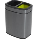 Compass Rectangular Dual Side Titanium Recycling Rubbish Bin 10L Grey 7621051 - SuperOffice