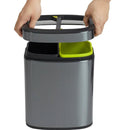 Compass Rectangular Dual Side Titanium Recycling Rubbish Bin 10L Grey 7621051 - SuperOffice