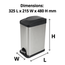 Compass Rectangular Pedal Bin Brushed Stainless Steel 15L 769715 - SuperOffice