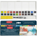 Derwent Inktense Watercolour Paint Pan Assorted Colours Set 24 + Waterbrush 2305545 - SuperOffice