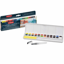 Derwent Inktense Watercolour Paint Pan Assorted Colours Set 24 + Waterbrush 2305545 - SuperOffice