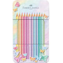 Faber-Castell Pastel Sparkle Triangle Colour Pencils Tin Set 12 Pack 16-201910 - SuperOffice