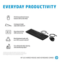 HP 225 Mouse Keyboard Wired Combo Bundle Set Computer 286J4AA - SuperOffice