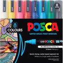 Uni PC-5M Posca Poster Marker Medium Bullet Tip 2.5mm Assorted Pack 8 PC-5M8A - SuperOffice